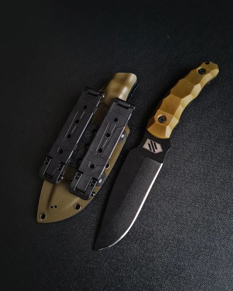 Tiger Trapper polymer black - multipurpose, compact knife (Olive handle, colored scabbard)