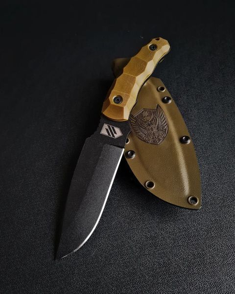 Tiger Trapper polymer black - multipurpose, compact knife (Olive handle, colored scabbard)