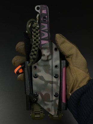 Survival Knife "Stus" | Pink Micarta and "Traky Syla" Engraving