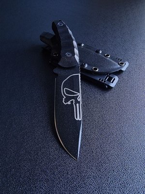 "Yarchuk" handmade hunting knife (black polymer, black handle, black scabbard)