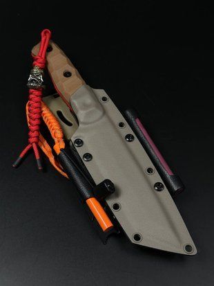 Survival Knife "Tanto" | Red Edition (Brown Micarta)