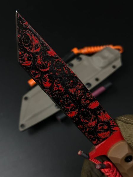 Survival Knife "Tanto" | Red Edition (Brown Micarta)