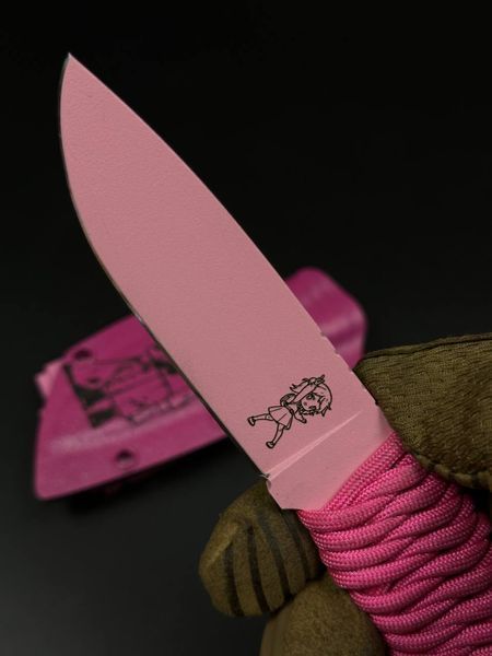 EDC Knife "Korolov" | Pink Paracord Wrap with Anime Engraving