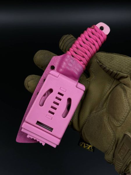 EDC Knife "Korolov" | Pink Paracord Wrap with Anime Engraving