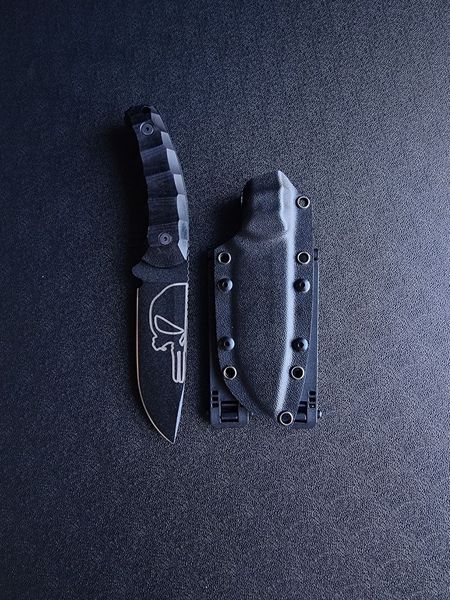 "Yarchuk" handmade hunting knife (black polymer, black handle, black scabbard)