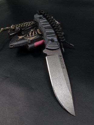 Survival Knife "Yarchuck" | Black Micarta | Fish Skeleton Engraving
