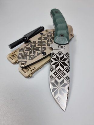 "Yarchuk" - hunting knife, handmade - emerald handle