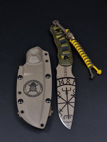 Survival Knife "Tygrolov" | Black-Yellow Micarta Vegvisir and NGU Emblem Engraving
