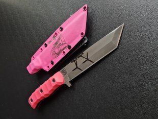 Тактичний ніж Танто Custom "Anime Edition" &mdash; Рожевий, Травлення, Двостороннє Гравіювання, Molle-Lok tanto-etching-pink-molle-anime фото