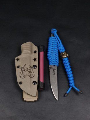 EDC Knife "Sikorskiy" | "Anya" Blue Paracord and Anime Engraving