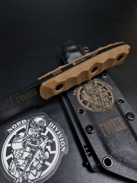 Combat knife "Tanto" | "Nord Division" Tan Micarta, Ukraine or Death Engraving