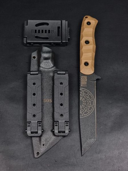 Combat knife "Tanto" | "Nord Division" Tan Micarta, Ukraine or Death Engraving
