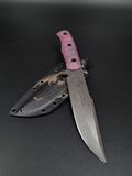 Tactical Knife "Aeneas" Pink-grey Micarta Anime Engraving