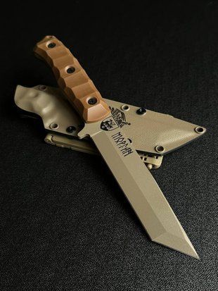 Tanto &ndash; a tourist knife for explorers of the unknown and tamers of the elements (polymet tan, cappuccino handle, tan scabbard)