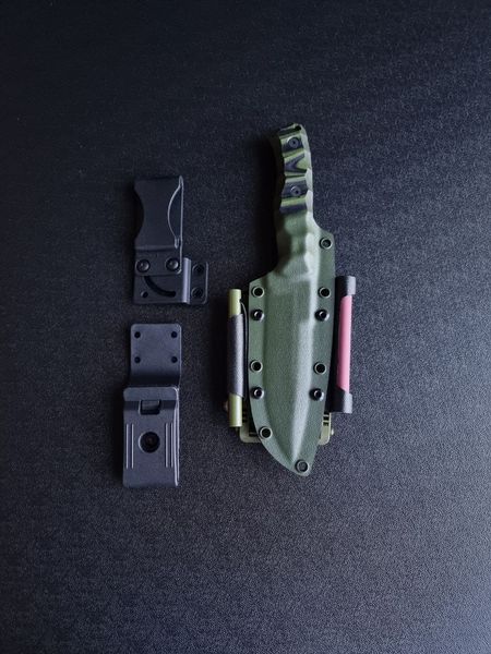 "Schedryk" is a tactical knife with maximum efficiency (etching, black-green handle, colored scabbard)