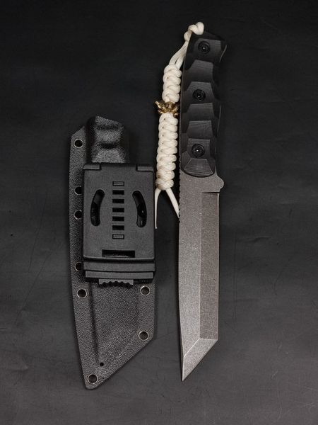 Tactical Knife "Tanto" | "Stalker" Black Micarta, Radiation and Stalker Engraving