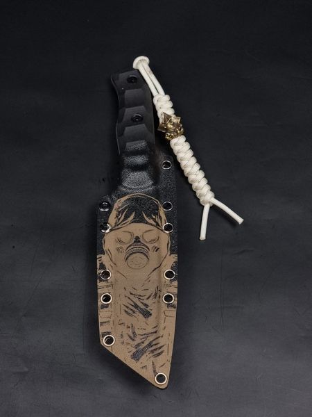 Tactical Knife "Tanto" | "Stalker" Black Micarta, Radiation and Stalker Engraving