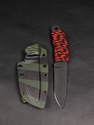 EDC Knife "Korolov" with Paracord Handle (Red/Black)