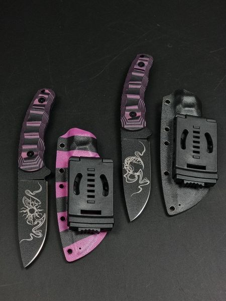 Bushcraft Knife "Yarchuk" | Black and Pink with Quote Engraving