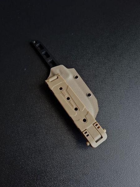 Simple skeleton knife "Puluj" (black polymer, sand scabbard)