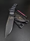 Survival Knife "Yarchuck" Black & Grey Wolf and Vegvisir Engraving