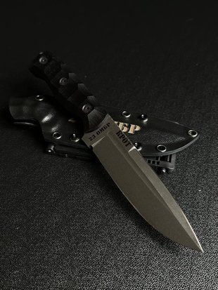 Shchedryk &ndash; a tourist knife for those who discover the world from a new page (etching, black handle, black scabbard)