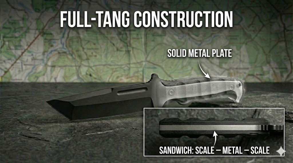 Reliable Full-Tang knife construction (solid metal design).