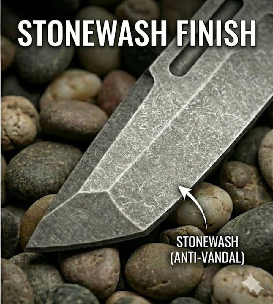 Knife blade with Stonewash finish